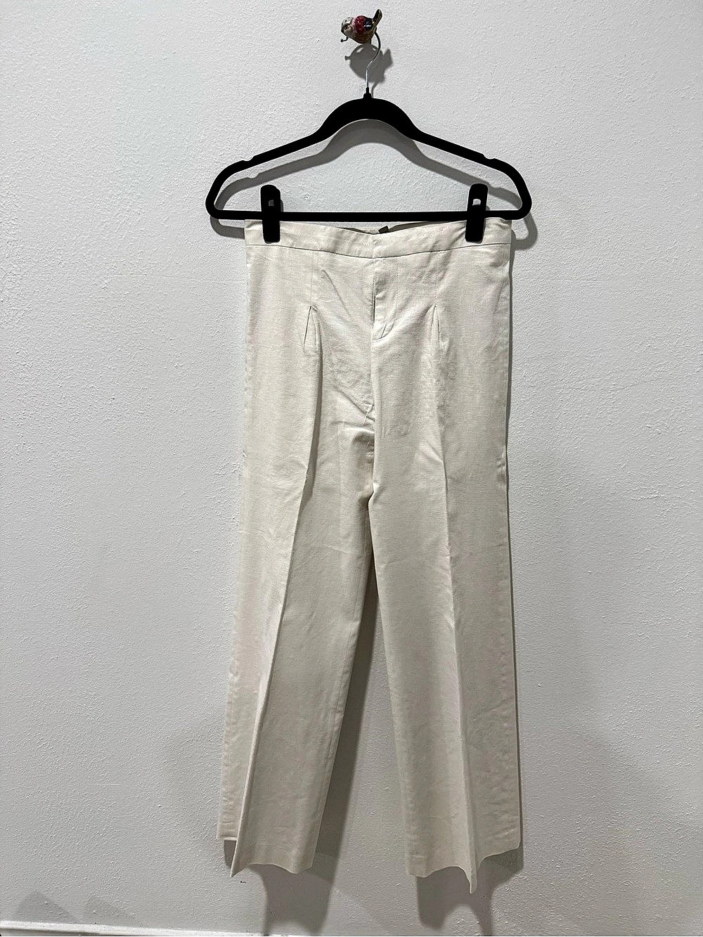Made in Italy Collection Straight Leg Linen Blend Pants in White